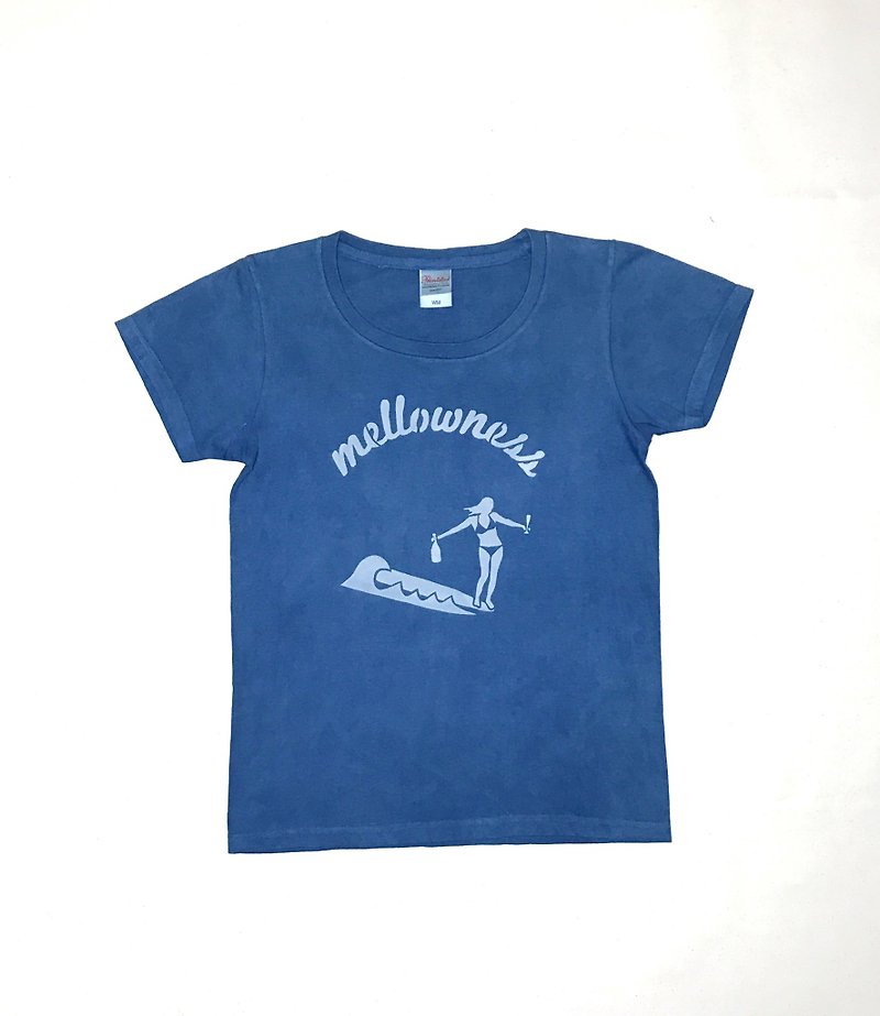 【受注製作】Indigo dyed 藍染 - mellowness TEE - 帽T/大學T - 棉．麻 藍色