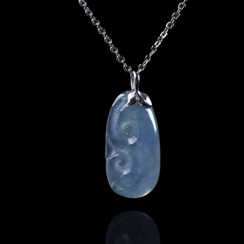 瓔珞珠寶盒 E.L.Jewelry Box 冰種藍紫底翡翠如意項鍊 18K金墜頭 | 天然緬甸玉翡翠A貨 | 送禮
