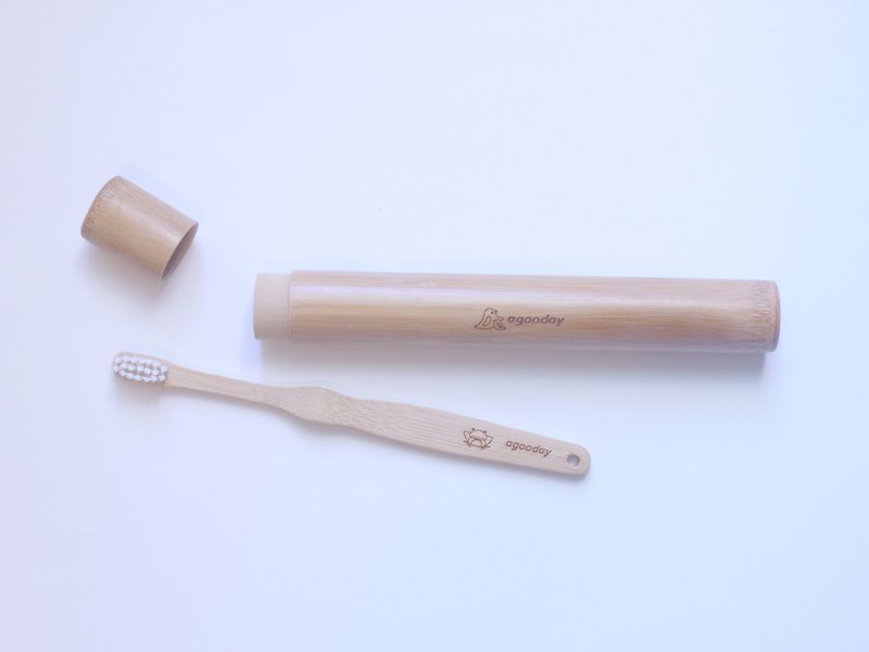 [Good days agooday] adult bamboo toothbrush storage tube set (with renewable nylon toothbrush) - อื่นๆ - ไม้ไผ่ สีกากี