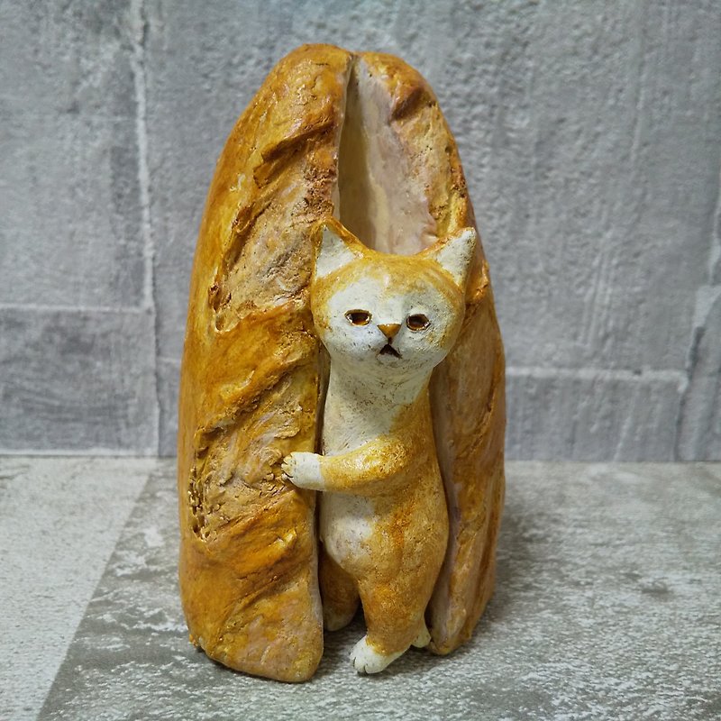 長棍麵包貓 - 公仔模型 - 黏土 橘色