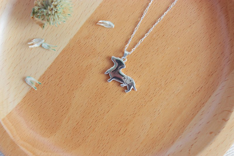 [Pet Master] 925 Sterling Silver Necklace Dachshund Dog Fortune Hairy Child Wants to Come - Necklaces - Other Metals Silver