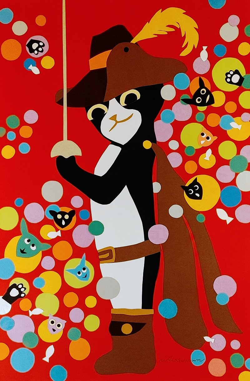 Boots cat swordsman 2020 cat will miss Cai Nizhen clip art - Posters - Paper Multicolor