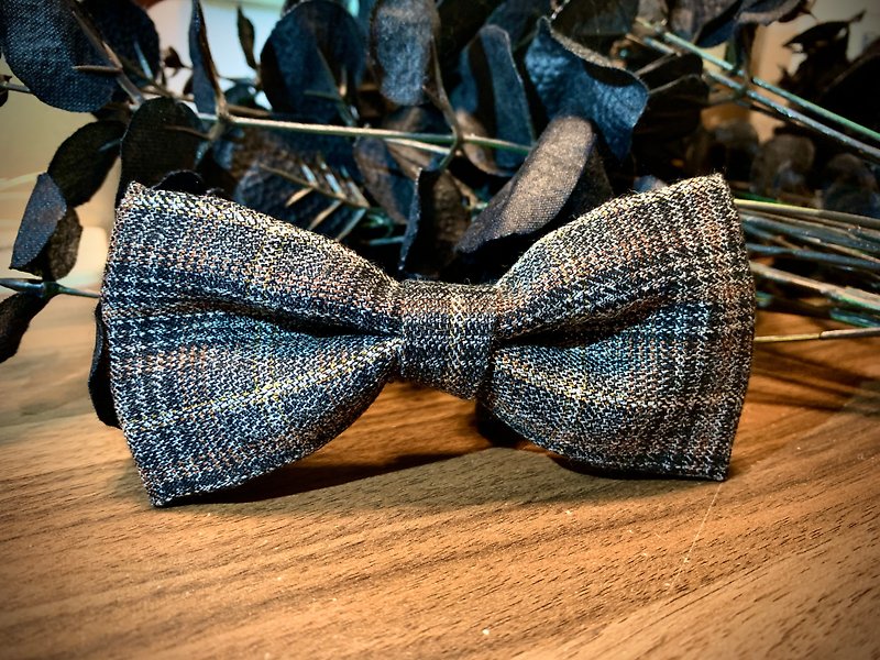 Hand-made bow tie∣gentleman∣wenqing∣dating accessories - Bow Ties & Ascots - Cotton & Hemp Blue