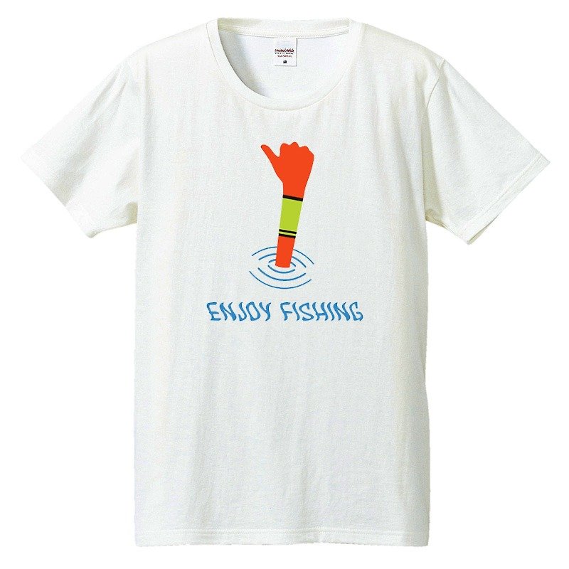 T-shirt / Enjoy fishing - เสื้อยืดผู้ชาย - ผ้าฝ้าย/ผ้าลินิน ขาว