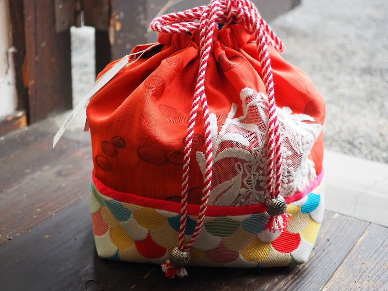 Niko x AMBER original limited edition kimono drawstring bag - อื่นๆ - วัสดุอื่นๆ สีแดง