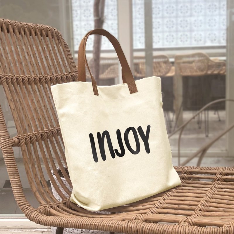 客製化英文字母 帆布手提包 - 手拿包 - 其他材質 白色
