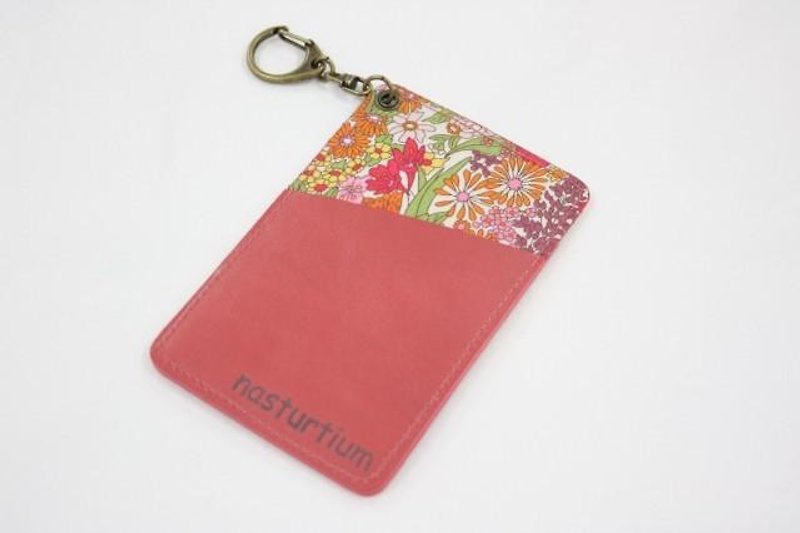 Genuine cow leather and Liberty print pass case pink - ID & Badge Holders - Genuine Leather Pink