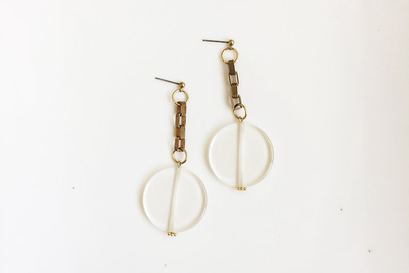 [40% off print and clear products] Actually opaque brass antique resin earrings - Earrings & Clip-ons - Other Metals Transparent