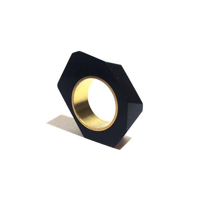 PRISMリング　ゴールド・ブラック - 戒指 - 其他金屬 黑色