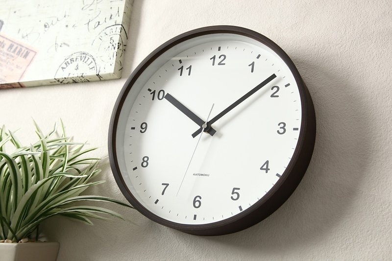 KATOMOKU plywood clock M尺寸 棕色 (km-33M) 掛鐘 日本製造 - 時鐘/鬧鐘 - 木頭 咖啡色