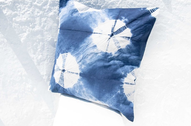 Blue dyed pillowcase/cotton pillowcase/printed pillowcase/indigo blue dyed pillowcase-blue dyed dots - Pillows & Cushions - Cotton & Hemp Blue