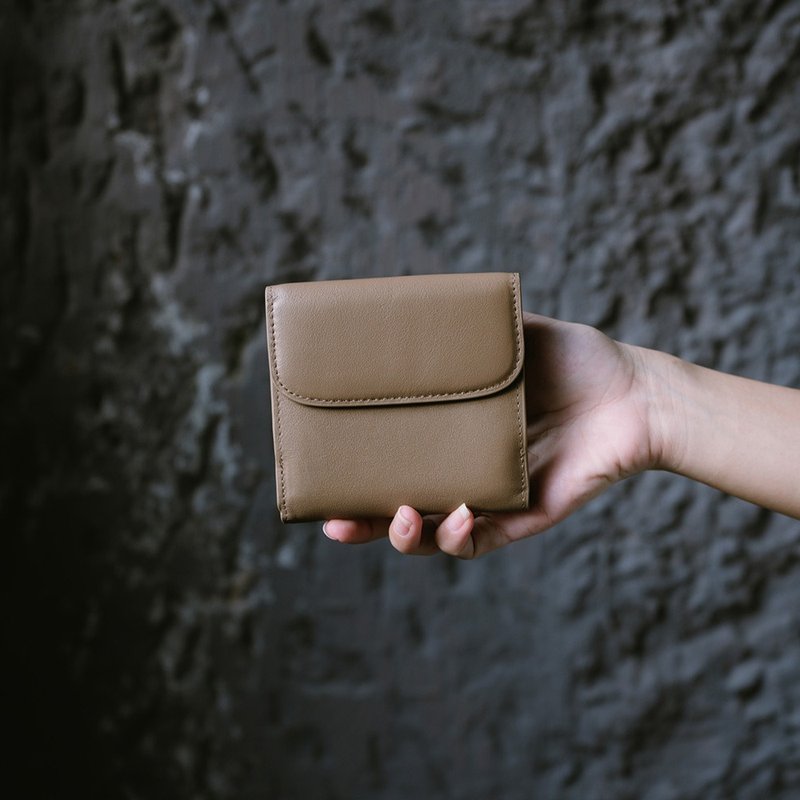 【禮盒】真皮簡約迷你短夾 X0081 灰 - 錢包/皮夾/長短夾 - 真皮 灰色
