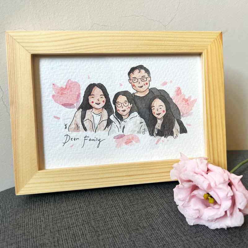 簡單水彩似顏繪 / 4人 / 客製人像畫 - 似顏繪/客製畫 - 紙 多色