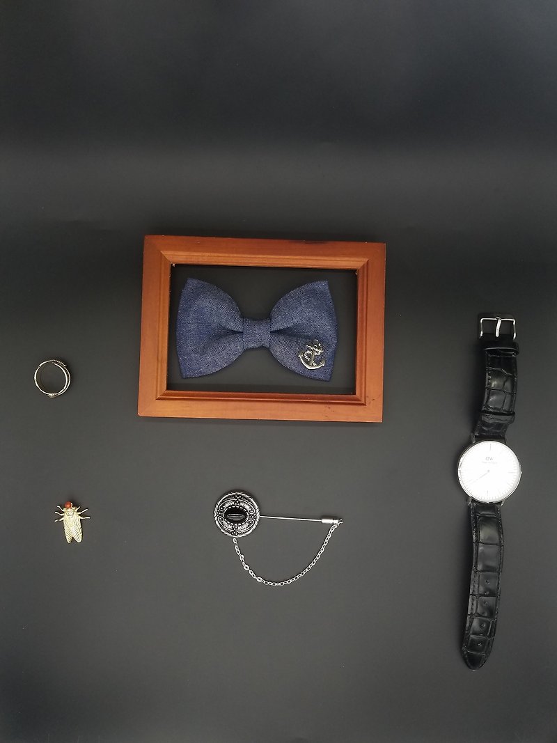 Blue anchored bow tie - Bow Ties & Ascots - Cotton & Hemp Blue