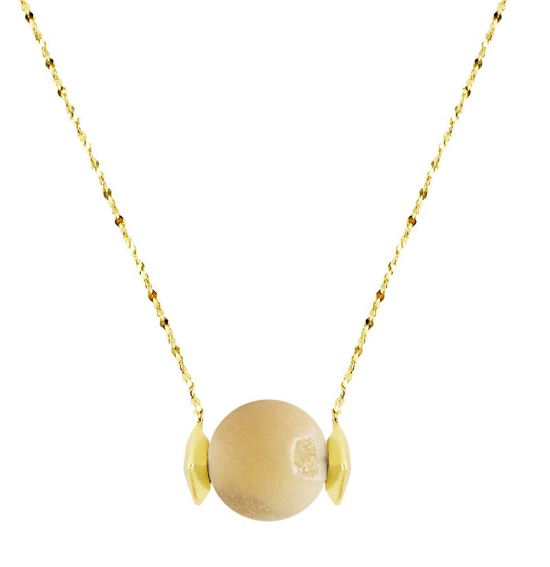 PEACH CRYSTAL small universe peach crystal necklace - สร้อยคอ - เครื่องเพชรพลอย สีทอง
