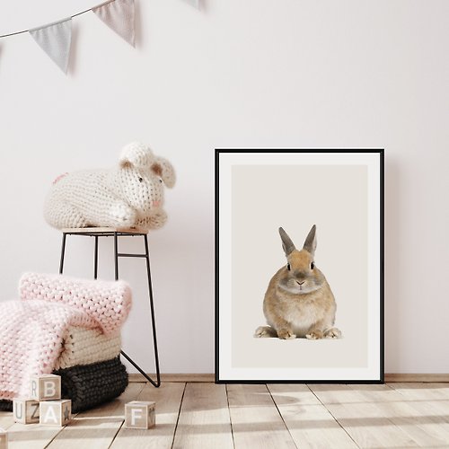 菠蘿選畫所 兔寶寶(正面) - 可愛萌感兔子掛畫/兒童房裝飾/邊櫃擺設/療癒掛畫
