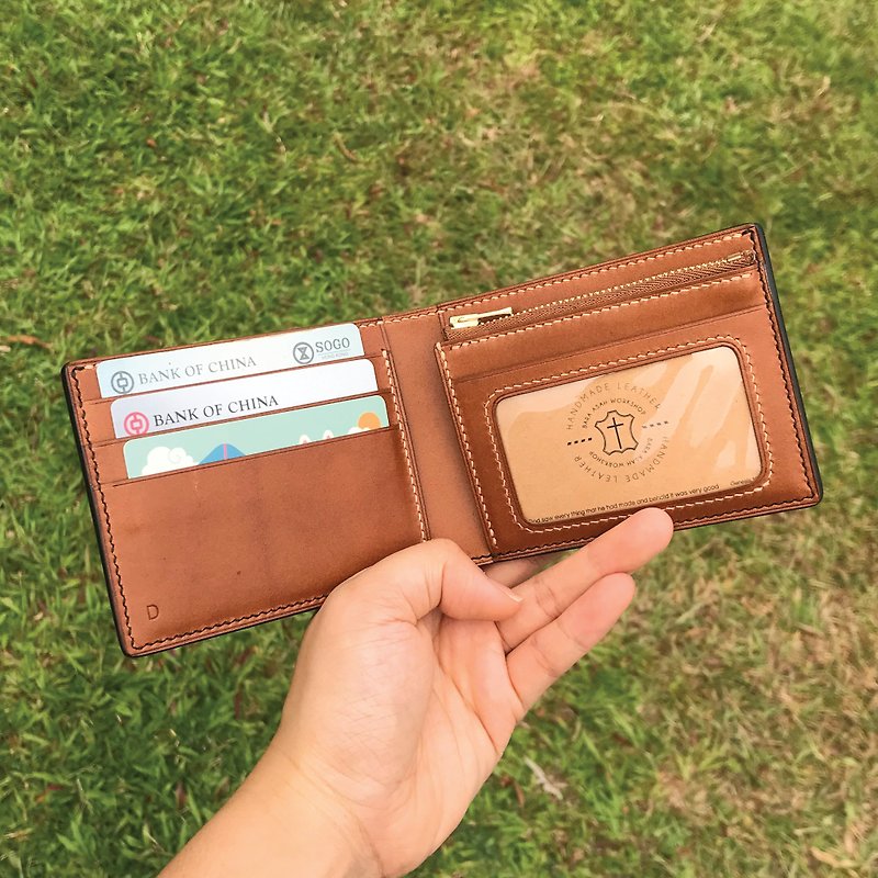 【Bifold Wallet】Light Brown Buttero | Classic | Handmade Leather in Hong Kong - กระเป๋าสตางค์ - หนังแท้ สีส้ม