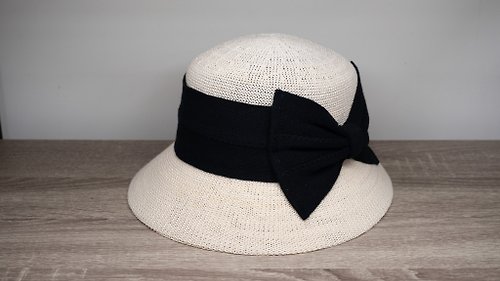 Natural Club 紙在乎你 英倫蝴蝶結淑女帽-時尚白 針織帽 漁夫帽 紙線編織 可水洗 台灣製