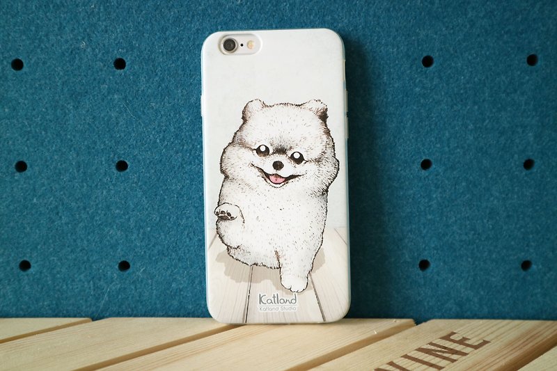 Own Design-White Squirrel Dog Pomeranian Phone Case Phone Case D14_B - Phone Cases - Plastic White