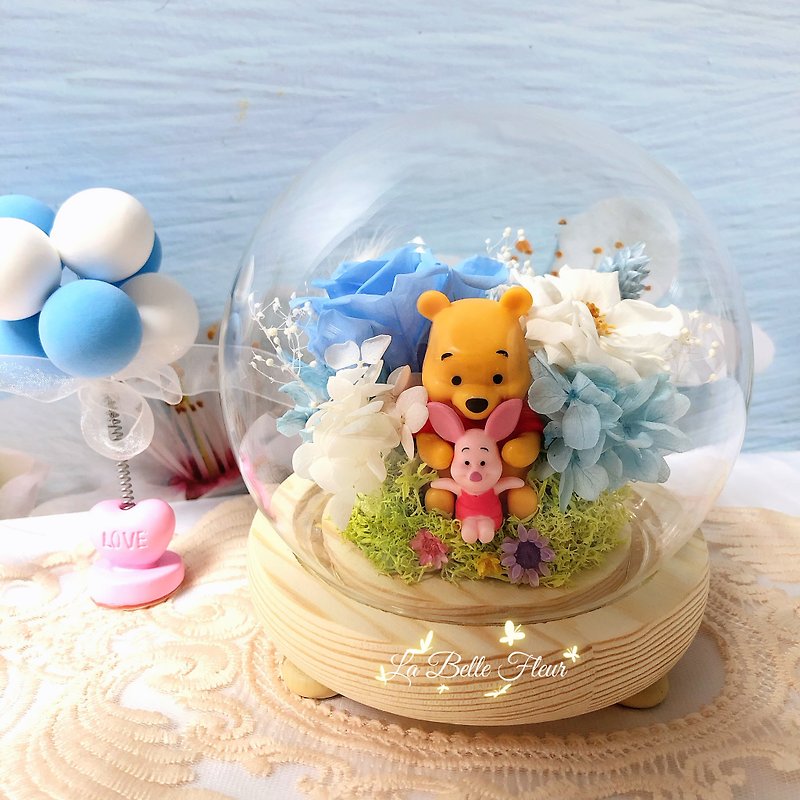 24hr shipment [Winnie the Pooh] Everlasting Flower Night Light Glass Cup/Birthday Gift/Valentine’s Day Gift - Dried Flowers & Bouquets - Plants & Flowers 