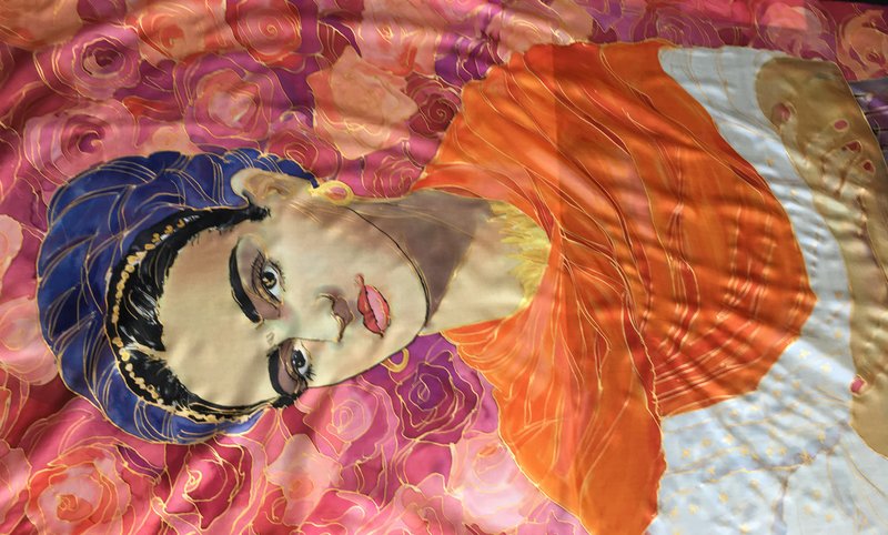 Frida Kahlo with the red scarf - Scarves - Silk Multicolor