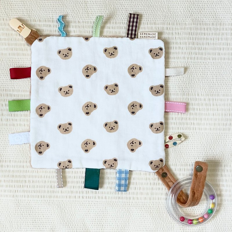 Baby bear soothing napkin - label grain velvet hand rattle - Kids' Toys - Cotton & Hemp 