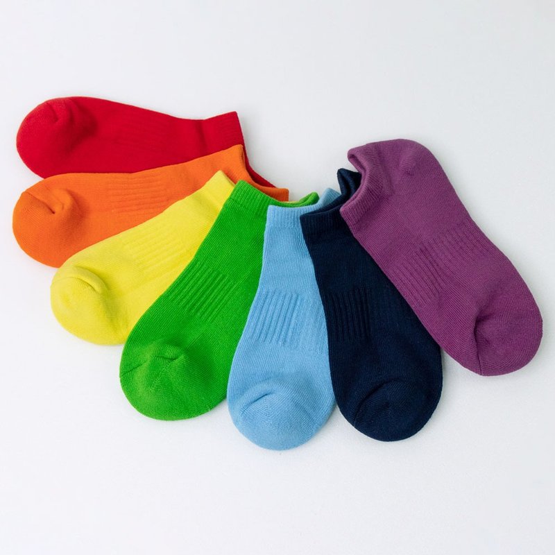 【WARX抑菌除臭襪】Rainbow 船型襪 (７色彩虹套組) - 襪子 - 棉．麻 