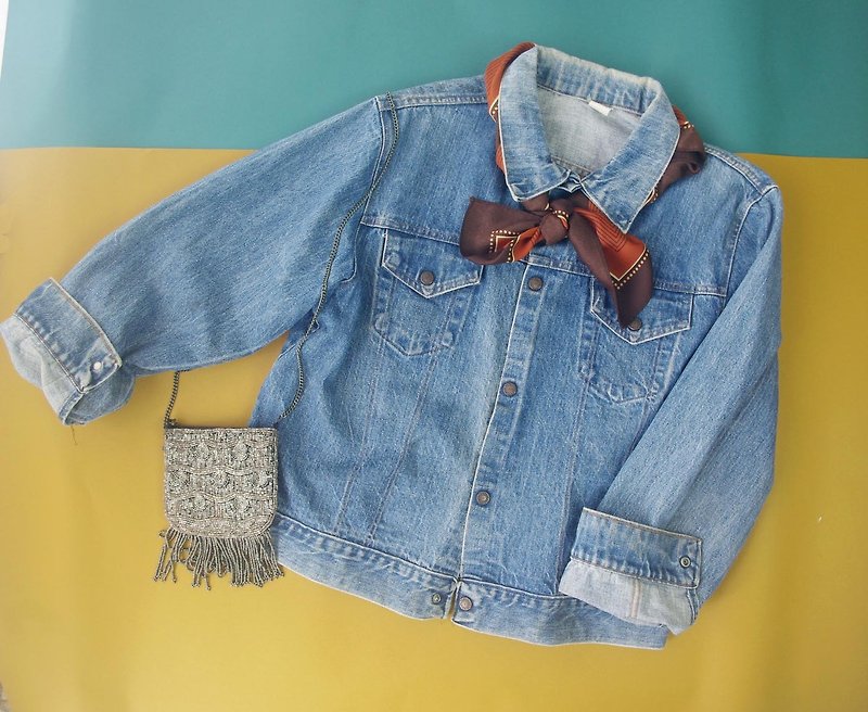 Treasure vintage -oversize neutral vintage wash old blue denim jacket has been scheduled not to order - Women's Casual & Functional Jackets - Cotton & Hemp Blue