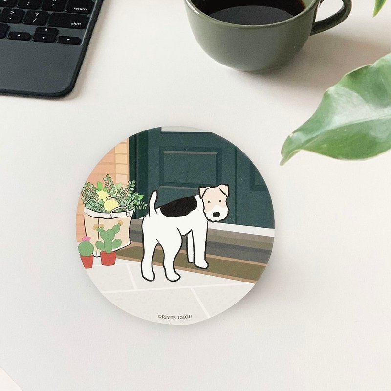 Wirefoxterrier  Ceramic Water-Absorbent Coaster-Return to the Door - ที่รองแก้ว - ดินเผา หลากหลายสี