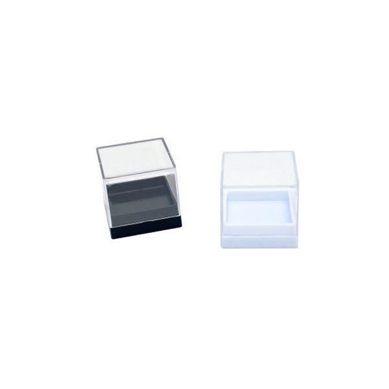 Mini Cube Transparent Case Set of 3 Mineral Collection Case 2colors - Storage - Plastic White