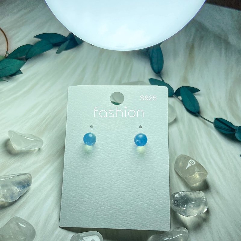 | Aquamarine Stud Earrings | Simple Single Bead | S925 Sterling Silver Needle | Confidence Stone - Earrings & Clip-ons - Gemstone Blue