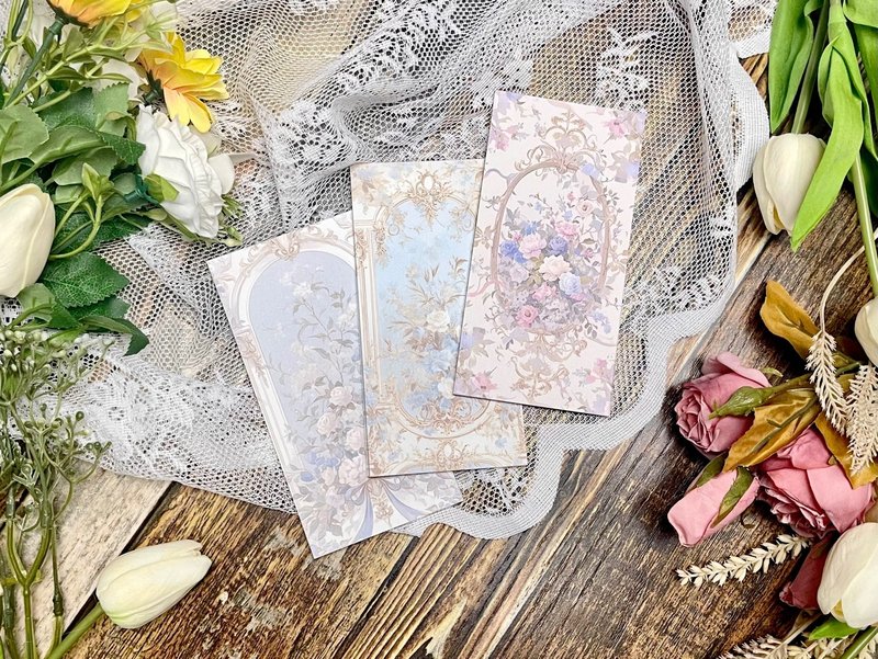 antique romantic flower memo paper 3types 25pcs SET - Cards & Postcards - Paper Multicolor