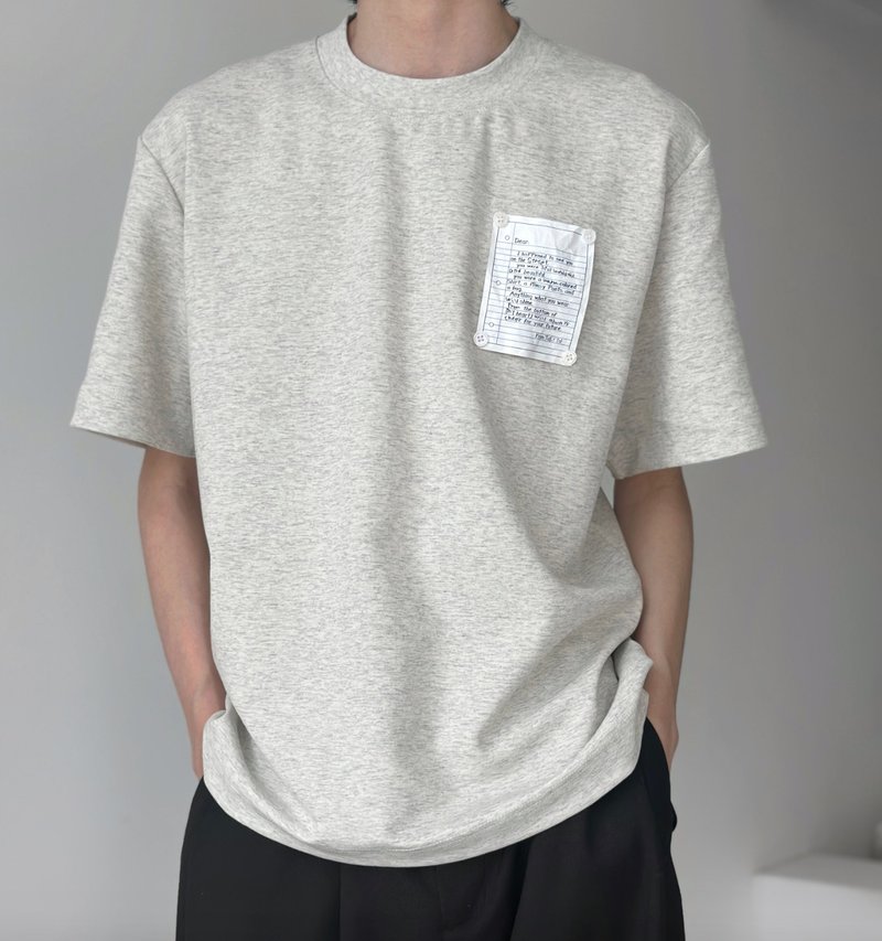 Minimalist lazy round neck short sleeve T-shirt - เสื้อยืดผู้ชาย - วัสดุอื่นๆ สีเทา