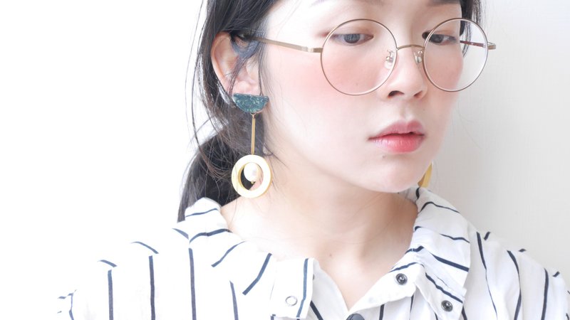 耳環 ピアス / イヤリング  | 半圈 - 耳環/耳夾/耳骨夾 - 半寶石 綠色