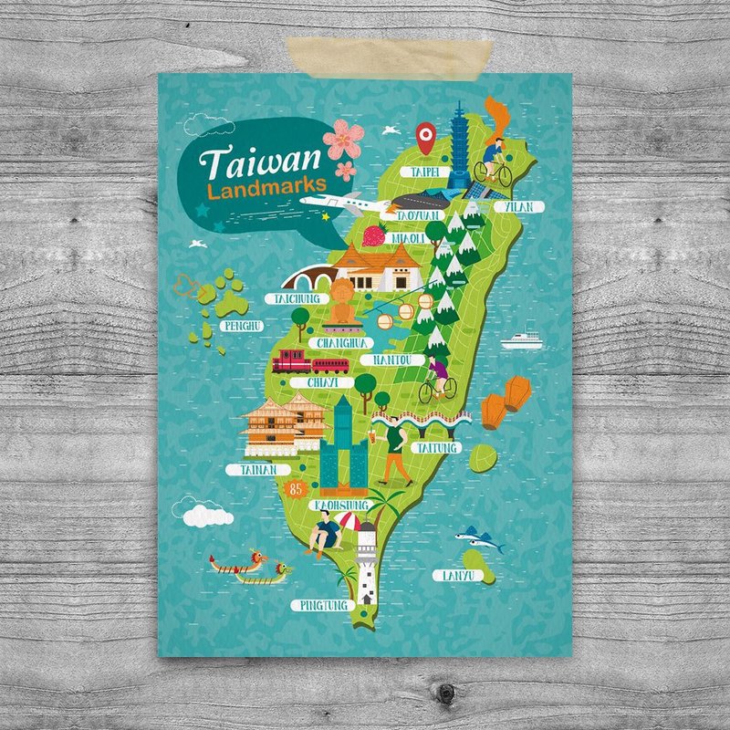 台灣意象 明信片 – 旅遊台灣 A - 卡片/明信片 - 紙 白色