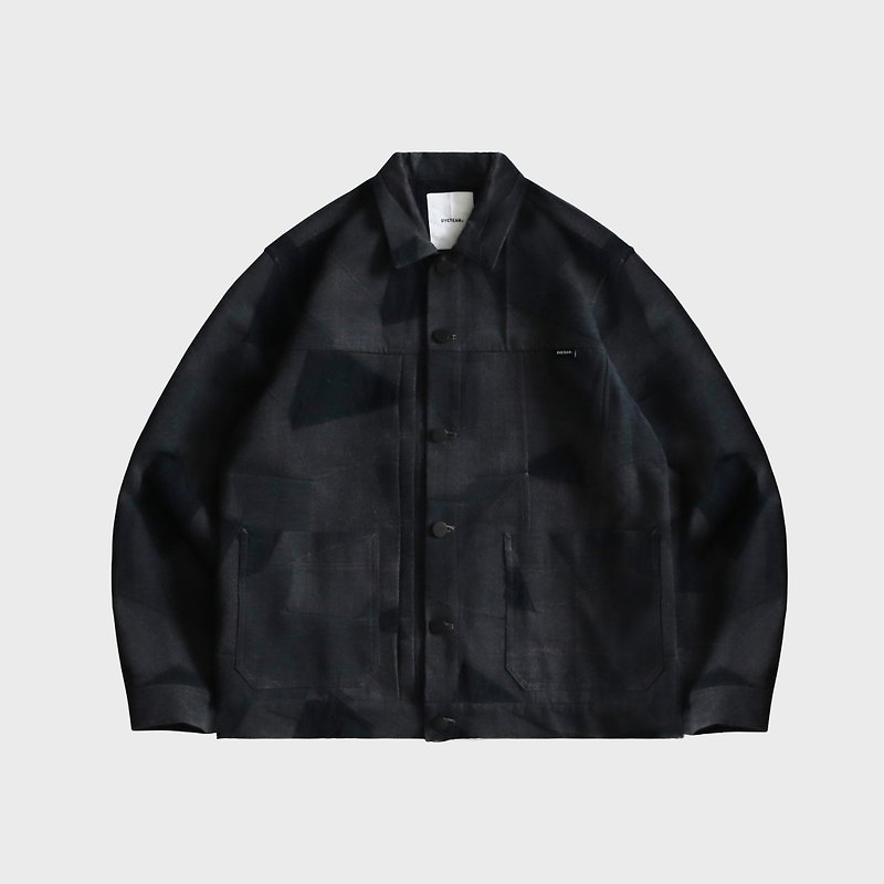 DYCTEAM - ice block pattern denim jacket - เสื้อโค้ทผู้ชาย - วัสดุอื่นๆ สีดำ