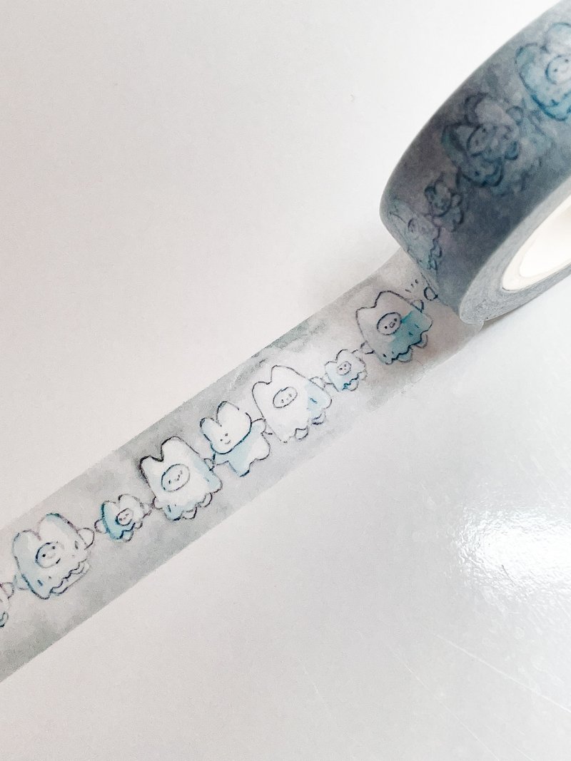 Ghost Night Rabbit Masking Tape - 紙膠帶/和紙/PET - 紙 白色