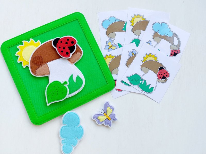 Montessori Material Felt Toys Children Logical Thinking - บอร์ดเกม - วัสดุอื่นๆ สีเขียว