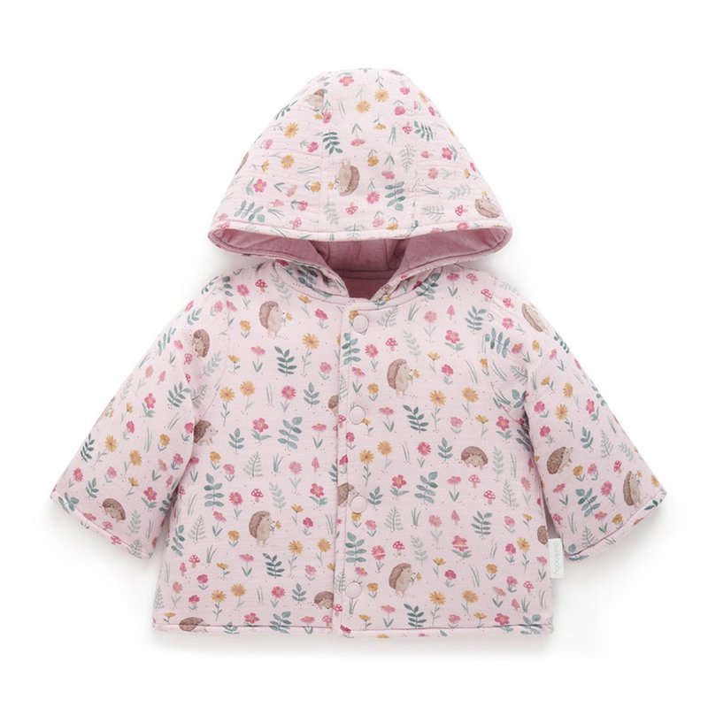 Australian Purebaby organic cotton baby double-sided hooded jacket 6M~18M Pink Hedgehog - เสื้อโค้ด - ผ้าฝ้าย/ผ้าลินิน 