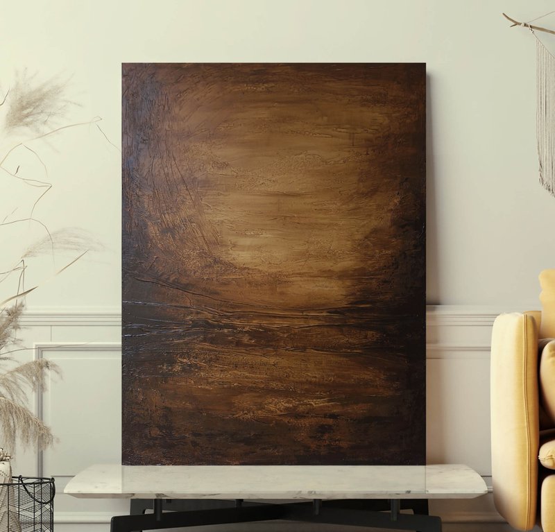 Brown Wall Art | Brown Painting | Brown Abstract Painting | Canvas Painting Rust - 壁貼/牆壁裝飾 - 棉．麻 咖啡色