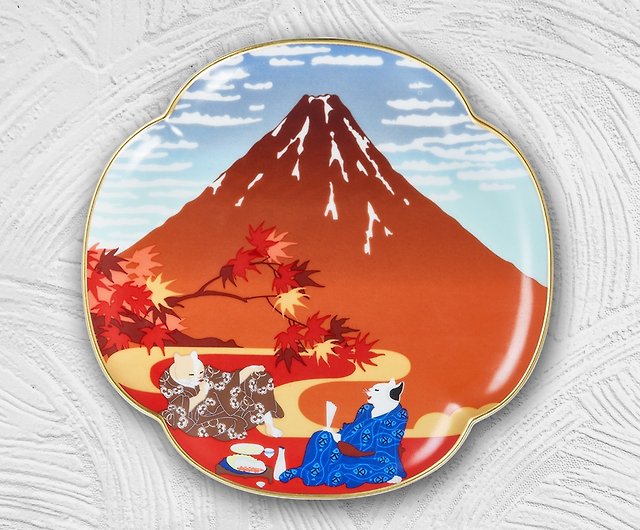 浮世絵 凱風梳雲点心皿 赤い富士山 ショップ 瓷林 Cilin 皿 プレート Pinkoi