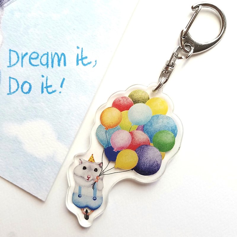Key Ring-Balloon Mice - Keychains - Plastic Multicolor