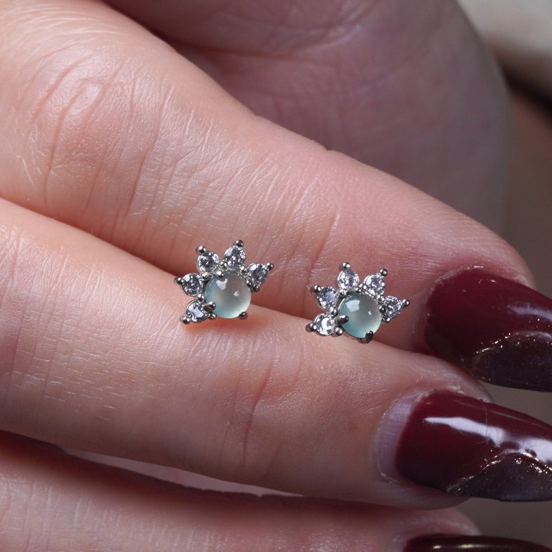 Luminous Glass Jade Egg-shaped Earrings 925 Sterling Silver | Natural Grade A Jade | Gift - Earrings & Clip-ons - Jade Transparent