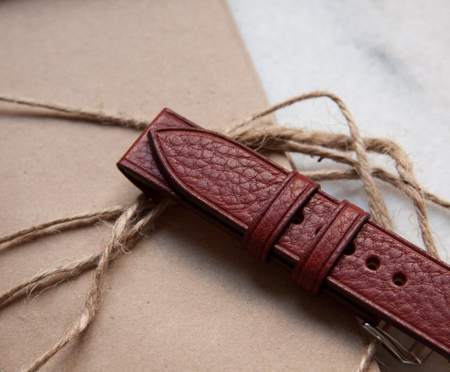 Oxblood leather watch strap Red watch band 18mm 20mm 22mm 24mm