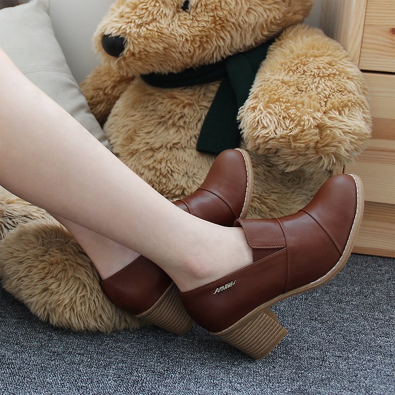[Elegant Temperament] MIT elegant lady boots. Genuine Leather. Ka7801 - Women's Booties - Genuine Leather Brown