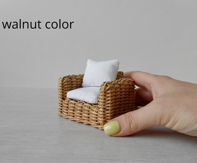 1:12 ドールハウス ミニチュア籐椅子、手作りミニチュア家具