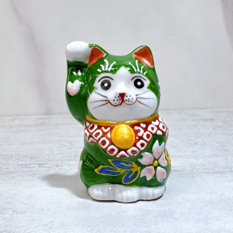【綠耀迎財】日本九谷燒招財貓 | 綠盛 2號 - 擺飾/家飾品 - 瓷 綠色