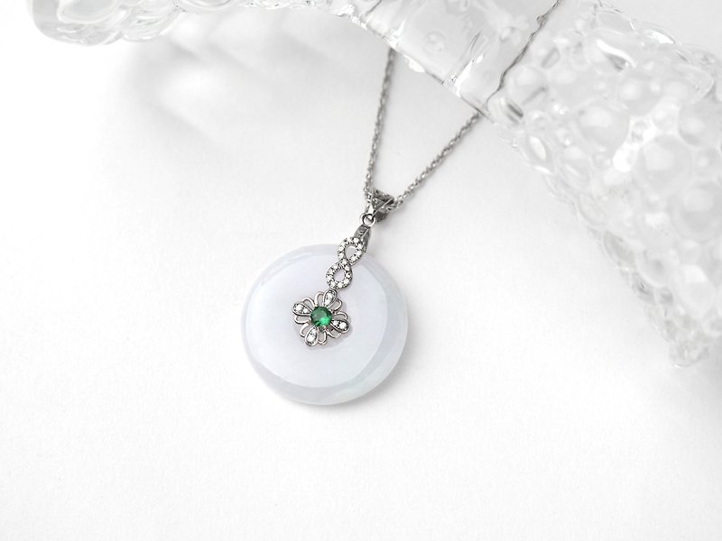 Ice waxy lavender jade peace buckle | natural jade pendant necklace - สร้อยคอ - หยก สีม่วง
