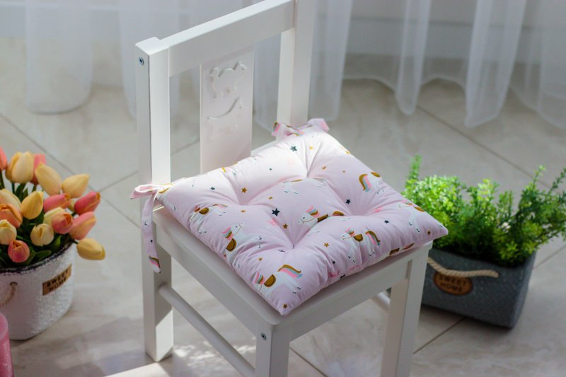 Kids chair cushion, Child pillow for chair, Pony Chair cushion - หมอน - วัสดุอื่นๆ สึชมพู