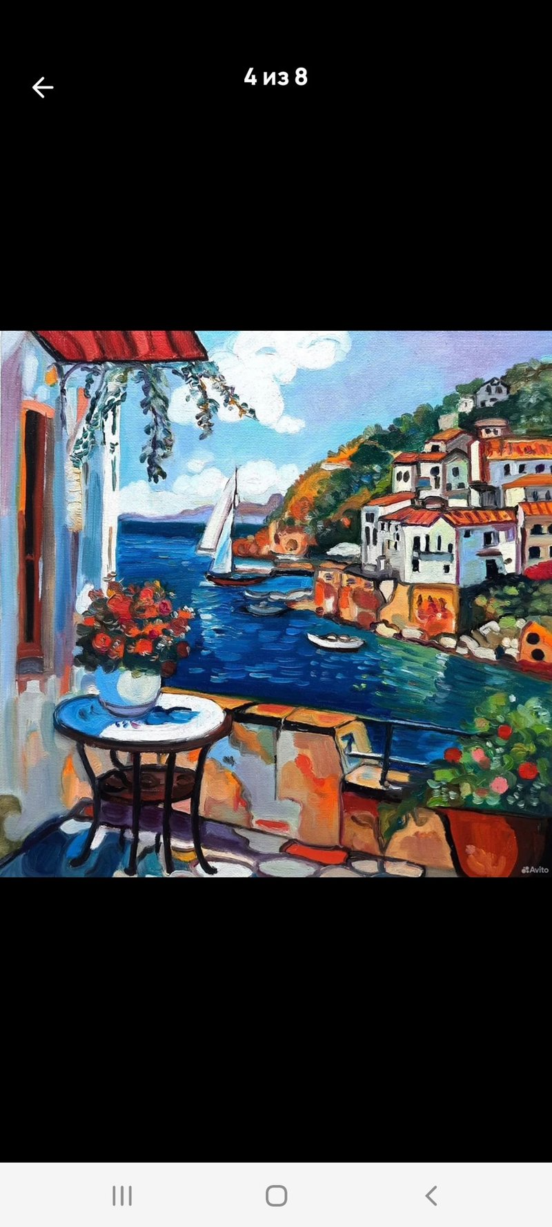 Sailboat Painting  LandscapeOriginal Art  Oil Painting Oil On Cardboa 30by30sm - 壁貼/牆壁裝飾 - 其他材質 